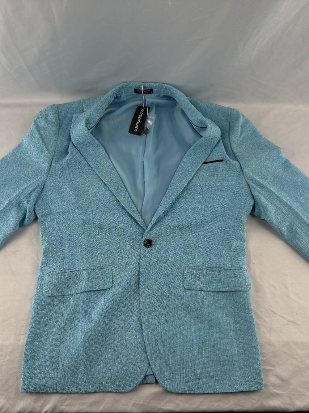 Coofandy Mens Light Blue Casual Blazer Sport Coat Single Button Jacket Size S